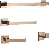 Quincaillerie De Salle De Bain Or Rose Polonais Brillant Peignoir Crochet Porte-Serviettes Rack De Bar Étagère De Bar Porte-Papier De Soie Accessoires De Salle De Bain, Gold Whole Set 40cm