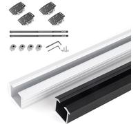 Quincaillerie dissimulée for porte de grange coulissante avec mécanisme de fermeture amortie, kit de quincaillerie en aluminium for porte de grange invisible(Color2,100cm/3.28ft)