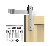 Quincaillerie for porte de grange à rail latéral, kit mural robuste en acier inoxydable, support de rouleau de base en acier inoxydable avec poignée, convient aux portes simples(300cm track)