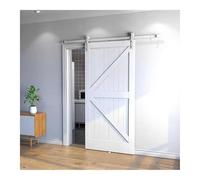 Quincaillerie for porte de grange à rail latéral, support de rouleau de base en acier inoxydable avec poignée, kit de fixation murale robuste en acier inoxydable(350cm track)