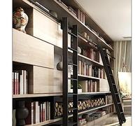 Quincaillerie pour échelle coulissante à roulettes avec kit de Porte coulissante de Grange, Ensemble Complet de Rails pour échelle coulissante, avec roulettes de Sol, Facile à Installer