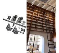 Quincaillerie pour échelle coulissante Noire de 90 cm à 8 m, kit d'échelle de bibliothèque roulante, Rouleau de Sol avec Frein, Style Stable et Conception Fonctionnelle (Taille : kit de Rail