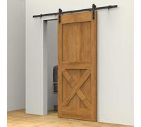 Quincaillerie pour Porte Coulissante, Kit de Rail pour Porte Suspendue, Ensemble Complet Industriel avec Roulettes, Système de Porte Coulissante (200cm/planche droite)