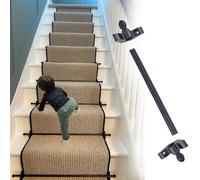 Quincaillerie pour tapis d'escalier amovible avec supports, tiges en laiton noir pour tapis d'escalier fixe, barre de tapis d'escalier sur mesure, installation facile (13 pièces, longueur 71