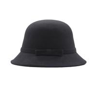 QUINTRA Chapeau cloche pour femme de style années 1920, chapeau d'hiver en laine synthétique, chapeau Bowler fronçable, chapeau cloche vintage, chapeau rond pour l'été, Noir , taille unique