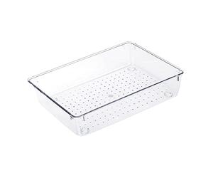 QUINTRA Lot d'organisateurs de tiroirs en plastique transparent - 4 tailles - Séparateurs de tiroir de bureau - Organisateur et récipient de rangement pour maquillage, bijoux, gadgets de cuisine