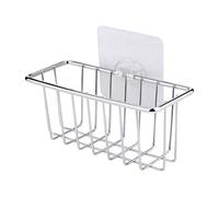 QUINTRA Panier de rangement en acier inoxydable, support de rangement, éponge, évier, cuisine, salle à manger et bar, petit avec meuble bas (argenté, taille unique)