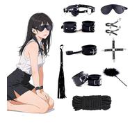 Quintrost 11 Pièces Kits de Bondage, SM Erotiques Ensemble de Servitude Sextoys pour Les Débutants Jouets Sexuels BDSM Menottes Érotiques pour Couple, Noi