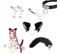 Quintrost 4 Pièces Plugs Anaux avec Queue de Renard en Métal, Plugs Anals Anus Masturbateur SM avec Pinces à tétons, Sex Toy Plug Anal Bouchons pour Couples Femmes Hommes Anale Butt Plug