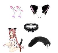 Quintrost 4 Pièces Plugs Anaux avec Queue de Renard en Métal, Plugs Anals Anus Masturbateur SM avec Pinces à tétons, Sex Toy Plug Anal Bouchons pour Couples Femmes Hommes Anale Butt Plug