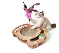 Quintrost Griffoir pour Chat Intérieur, Griffoir Chats avec Balle Grelot et Canne à Plume Colorée (Couleur Surprise), Jouet Interactif pour Chat Kitty, Portable et Facile à Nettoyer