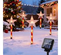 Quintrost Lampe Solaire Étoile Noël Exterieure Jardin, 5 Pièces Étoile Lumière Solaire Jardin 8 Modes, Étanche IP65 LED Décoration de Noël pour Cour Chemins Pelouse Terrasse, Blanc Chaud