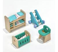 Quintrost Miniature Meuble pour Maison de Poupée 1:12 Mini Ensemble de Meubles en Bois Maison de Poupée, Jouet en Bois Meubles Famille Faire Semblant Jouer Accessoires
