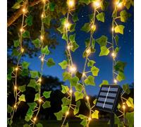 Quintrost Solar Lichterkette Außen, Efeu Lichterkette mit 50 LED Lichterketten Outdoor 5M, Solar Lichterkette Aussen Wetterfest 8 Modi für Garten Balkon Terrasse Zimmer Deko