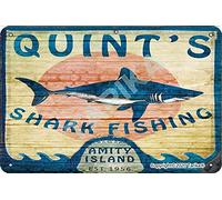 Quint'S Shark Fishing Amity Island Plaque décorative en métal style rétro 20 x 30 cm