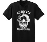 Quint's Shark Fishing - Jaws - Amity Island - Est. 1975 Tee Shirt Black Manches Courtes(XX-Large)