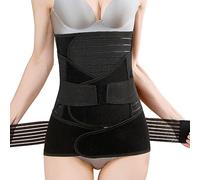 QUINZI 3-in-1 Postpartum Belly Band Bande de récupération post-partum pour césarienne/Anneau pelvien/Anneau gastrique (Noir, XLL)