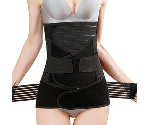 QUINZI 3-in-1 Postpartum Belly Band Bande de récupération post-partum pour césarienne/Anneau pelvien/Anneau gastrique(Noir, M)