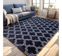 QUINZI Tapis Confortable à Poils Longs - Antidérapant - pour Salon, Chambre à Coucher - Moderne - Tapis de Salle à Manger (Bleu Marine, 180 x 270 cm)
