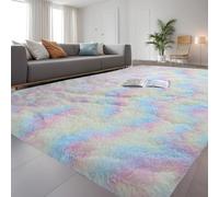 QUINZI Tapis Moelleux Shaggy Moderne Moelleux Tapis de Chambre de Salon antidérapant en Fourrure synthétique(irisé, 80 x160)