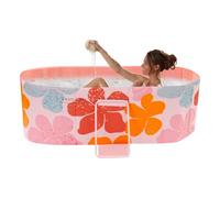 QUIOTUIR Baignoire Pliable Deux Sorties de Drainage et Tuyau Rétention de Chaleur Circulaire à 360 Hauteur Adultes Jusqu'à 175cm incliné à 40° Baignoire de Douche pour Salons, Douches, Jardins