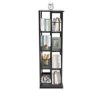 QUIOTUIR Bibliothèque Tournante Rotative à 4 Niveaux Bibliothèque sur Pied Tournante à 360 pour Salons, Chambres à Coucher, Chambres d'enfants, Balcons, Bureaux, Salles de Classe (Noir)