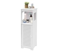 QUIOTUIR Blanc Armoire Salle de Bain à 4 Niveau avec Porte Meuble Salle de Bain Rangement au Sol pour Chambre à Coucher, Bureau, Salon, Salle à Manger, Chambre d'enfant, 28x25x90cm