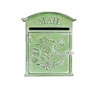 QUIOTUIR Boite aux Lettres Vintage Murale en Metal avec Deux Crochets Loackable Latch Toit 27x10.5x31.2cm Boite aux Lettres Colis pour Maison, Restaurant, Bureau et Bureau de Poste