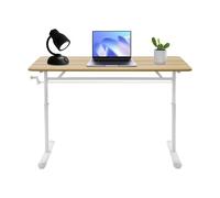 QUIOTUIR Bureau Manuellement Réglable en Hauteur Assis Debout 120x60x65-90cm Bureau Gaming Capacité de Charge 100kg Table Couleur Bois/Blanc pour Bureau, Salon, Chambre à Coucher (Couleur Bois)