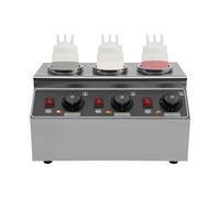 QUIOTUIR Chauffe-Sauce électrique en Acier Inoxydable Chauffe-Chocolat température réglable de 30 à 85 °C avec 3 Bouteilles compressibles