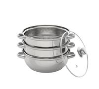 QUIOTUIR Cuiseur Vapeur à Induction à 3 Étages en Inox Diamètre 28cm avec Couvercle en Verre Cuiseur Vapeur pour à Tout Poêle Cuit Vapeur Inox Grande Capacité Cuiseurs Vapeurs Électriques