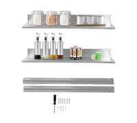 QUIOTUIR Étagère Murale 2 pièces Acier Inoxydable Étagère Angle Murale pour Cuisine/Salle de Bain Tablette Murale Robuste pour Ranger Épices/Assiettes/Coûts/Maison/Cafétérias