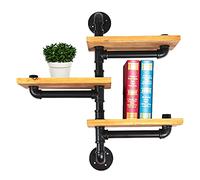 QUIOTUIR Etagere Murale Bois à 3 Niveaux Design Flottant Decoration Murale Etagères Murales pour Placer Articles Ménagers, Livres, Décorations, Petites Plantes en Pot, Réveils, 15x55cm