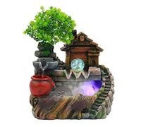 QUIOTUIR Fontaine D’intérieur avec Effet D'atomisation Boule Tournante et Pompe à Eau avec Lumière LED Fontaine a Eau Decoration Interieur pour Bureaux, Chambres, Salons, Réceptions