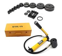 QUIOTUIR Kit de Perforatrices Hydrauliques 15T 10 Poinçons 16-101mm Kit de Pompe Hydraulique Outils Hydrauliques Poinçonnage Knockout pour Métallurgie, Appareils Électriques et Machines