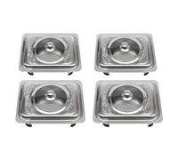 QUIOTUIR Lot de 4 Buffets Chauffants Rectangulaire Chafing Dish Buffet Chauffant Chauffe Plat en Acier Inoxydable avec Couvercle en Verre pour Maintien Chaud Aliments Service Traiteur Fêtes