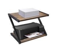 QUIOTUIR Meuble Imprimante Dessus de Table à 2 Niveaux en Forme de Z Support Imprimante avec Pieds Réglables pour Petites Imprimantes 3D, Télécopieurs, Fours à Micro-Ondes, 44.5x28x29cm