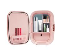 QUIOTUIR Réfrigérateur Cosmétique 12L avec Tiroir Deux Séparateurs Filet Conception à Compartiments Petit Réfrigérateur pour Soins Peau Stockage Masques Visage, Parfums, Lotions, Toniques (Rose)