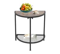 QUIOTUIR Table Basse Forme en Croissant à 2 Niveaux Petite Table Basse avec Double Rangement Ouvert Étagère Métallique Table de Salon Moderne Minimaliste pour Petit Espace, Balcon, Salon, Bureaux