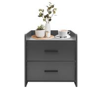 QUIOTUIR Table de Chevet avec 2 Tiroirs et Poignée Table D’appoint Chevet de Lit pour Stocker Cosmétiques, Livres, Journaux, Magazines, Tasses, BRIC-à-BRAC, 40x40x42cm (Gris)