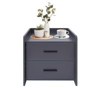 QUIOTUIR Table de Chevet avec 2 Tiroirs et Poignée Table D’appoint Chevet de Lit pour Stocker Cosmétiques, Livres, Journaux, Magazines, Tasses, BRIC-à-BRAC, 40x40x42cm (Gris foncé)