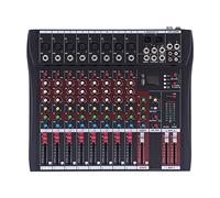 QUIOTUIR Table de Mixage 8 Canaux avec Écran LED Bluetooth Intégré Réglable Table de Mixage DJ Port USB & Connexion Controleur DJ pour KTV Domicile/Langues Campus/Mariages/Bars