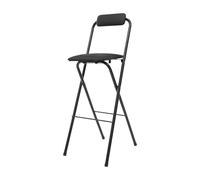 QUIOTUIR Tabourets de Bar Pliants avec Dossier Chaise Haute Pliable 75cm pour Mange-Debout Siège Rembourré Éponge Acier Carbone Capacité 125kg Pliable 7cm Cuisine Bar Balcon Extérieur (Noir)