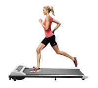 QUIOTUIR Tapis de Course avec LED Écarn et Télécommande Roues 2.25HP Tapis de Marche Pliable 1-6km/h Charge Max 100kg Silencieux Tapis Roulant pour Course Quotidienne, 120x50x17cm (Blanc)