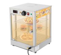 QUIOTUIR Vitrine Chauffante Commerciale à 3 Niveaux 800W Présentoir à Chaud avec Lumière et Affichage Numérique Température Réglable Vitrine pour Présentation Pizza/Pain/Poulet Frit/Hamburger