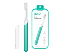 Quip Brosse à dents sonique pour adultes - Brosse à dents électrique chronométrée avec couvercle - Tête de brosse remplaçable, poils souples, poignée en plastique, durée de vie de la batterie de 3