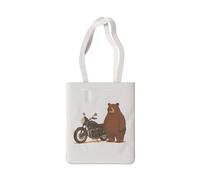 Quipo Joli sac fourre-tout BearZ MotoBearZ - 100 % coton, poignées de 27,9 cm, cousu à la main, impression durable sur un côté