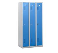 QUIPO | Vestiaire Amsterdam | 3 Compartiments | Gris Clair/Bleu Clair | Largeur 900 mm | loqueteau