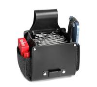 quipuda Sac à clous en cuir véritable pour charpentier, ceinture à outils pour homme, sac à vis pour ceinture, couvreur, électricien (noir)