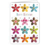 Quire Carte d'anniversaire colorée Motif fleurs